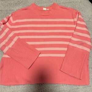 GAP Pink Crew Neck Sweater with Ribbed Details